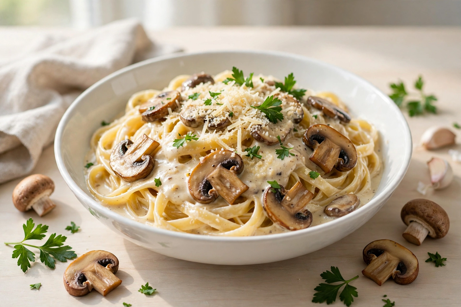 Creamy Garlic Mushroom Pasta